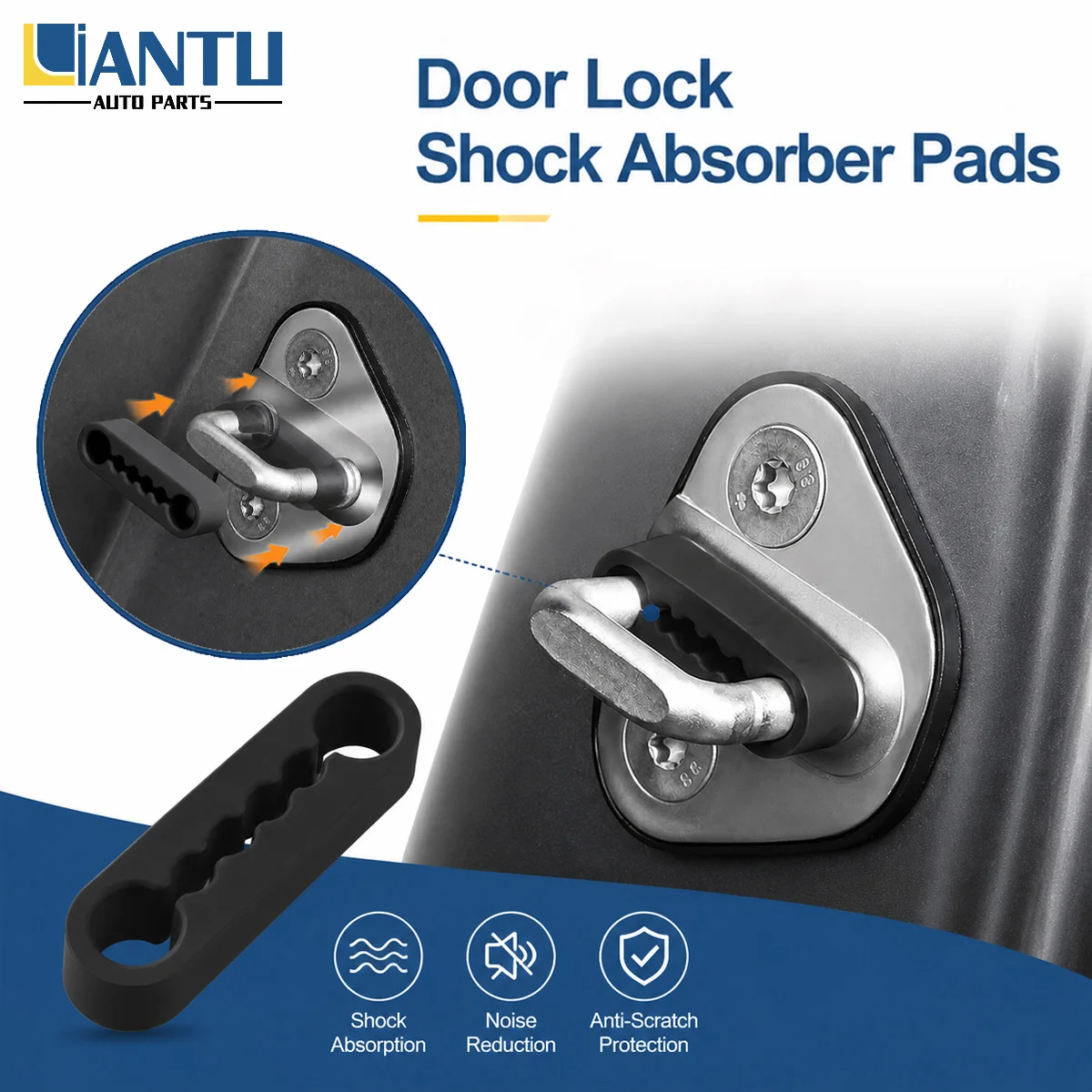 PINMOAP Car Door Lock Shock Absorber Silicone Pads Universal Latch Buffer Anti Noise Vibration Reduction Anti Scratch Accessory