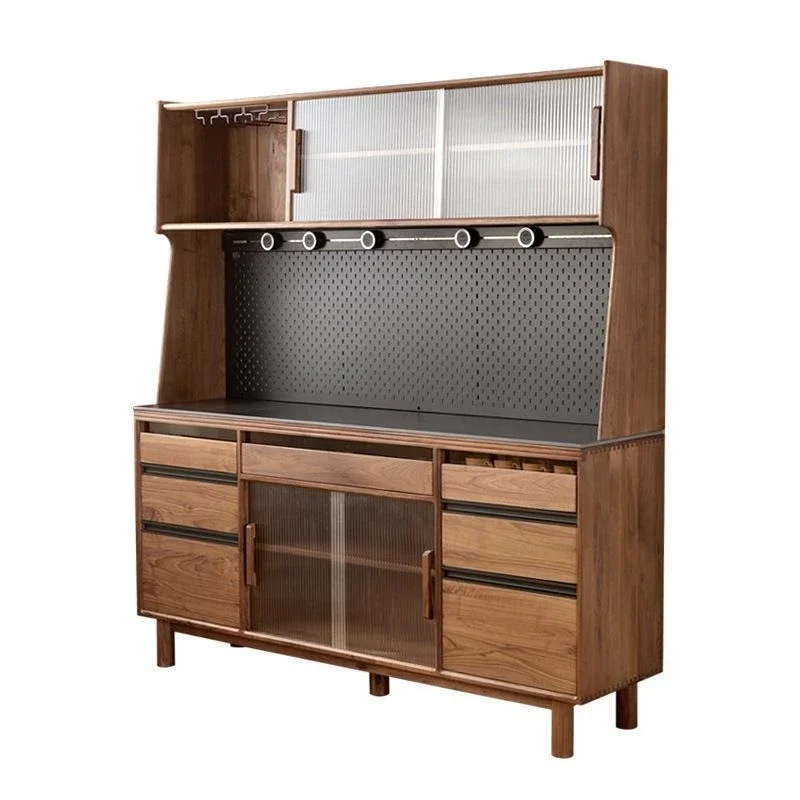 Black walnut solid wood sideboard, living room storage, multi-functional high cabinet