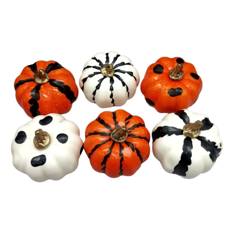 6pcs Festival Indoor Pumpkin Decors Halloween Pumpkin Ensembles Home Decoration for Table and Room Adornment