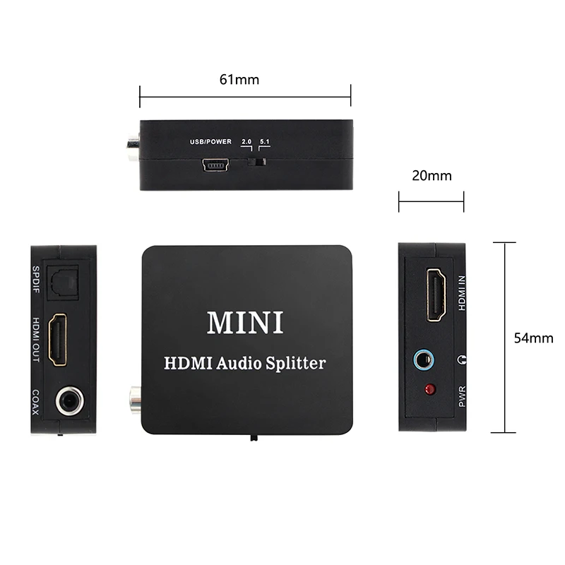 1080p rozdzielacz Audio HDMI Adapter HDMI do HDMI i TOSLINK SPDIF optycznego + konwerter Audio z interfejsem koncentratorowym