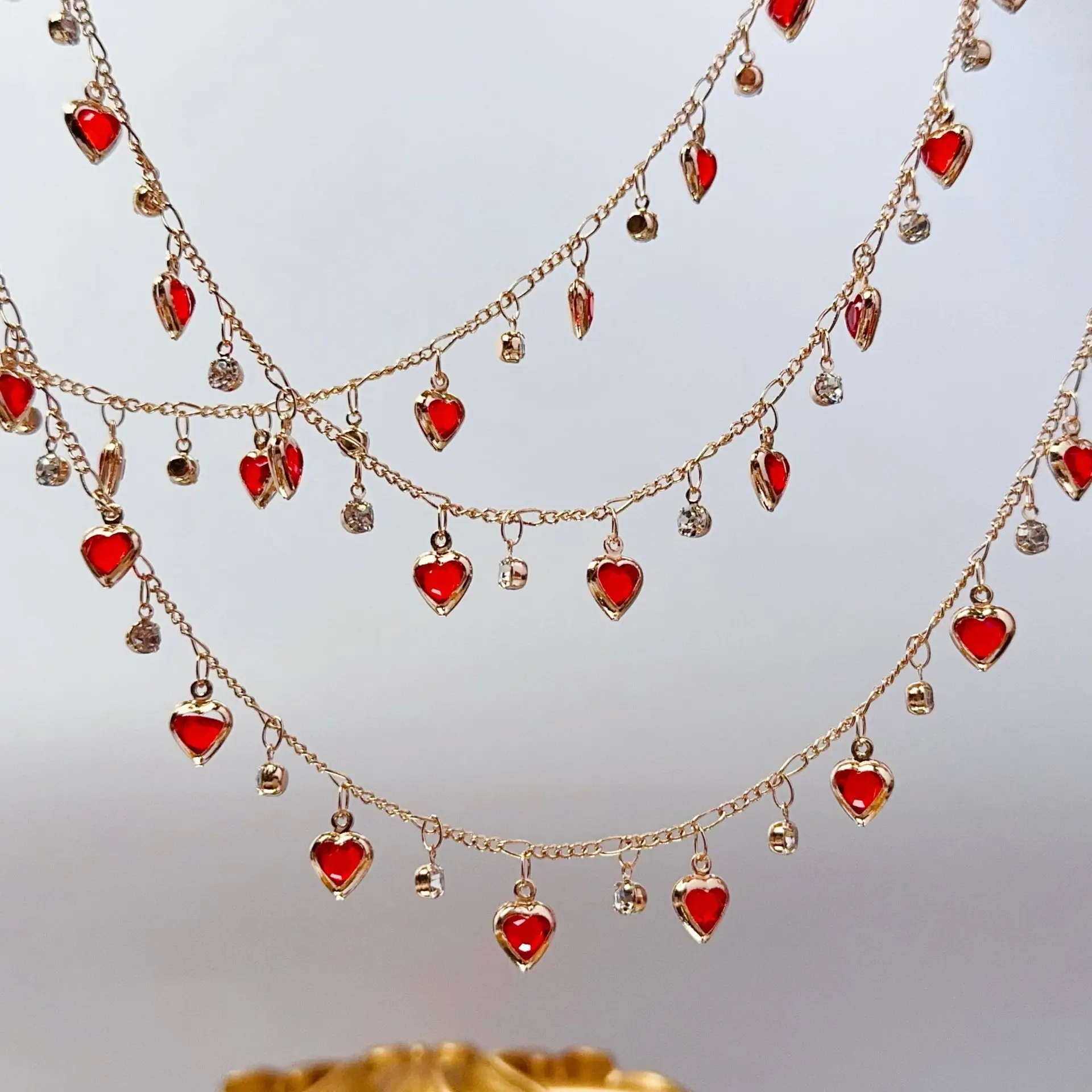 0,5/1m Herzanhänger Strass-Ketten aus Kupfer für DIY-Halsketten, Armbänder, Schmuckherstellung, Kleidung, Quastenmaterial, Bastelarbeiten – Detail 5