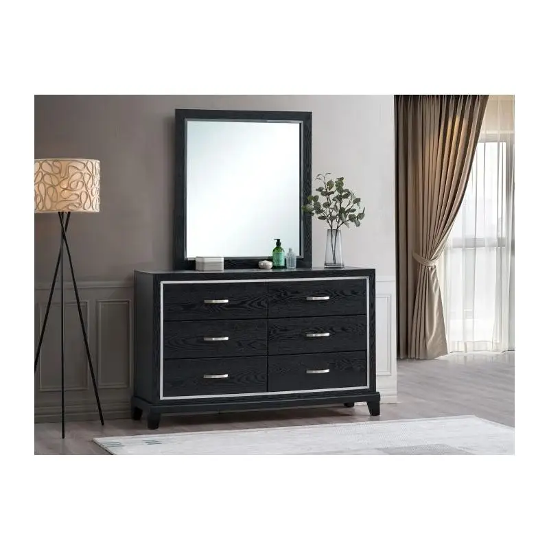 6 Drawer Dresser - Black - No Mirror - Stylish & Functional Storage Solution for Bedroom