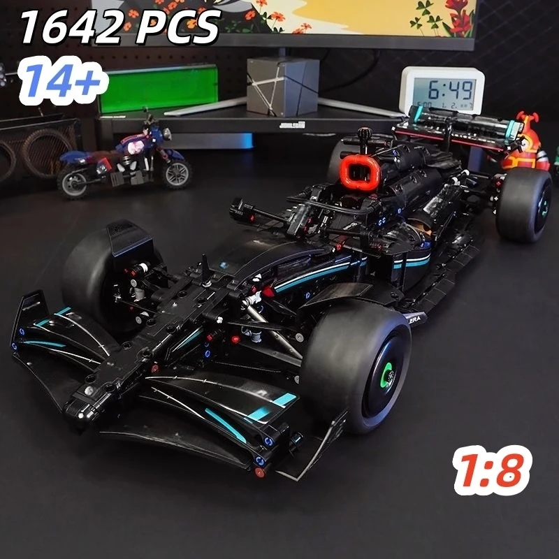 1642 قطعة AMG F1 W14 E أداء سرعة السيارة اللبنات ألعاب الطوب البناء هدية للأطفال الأطفال
