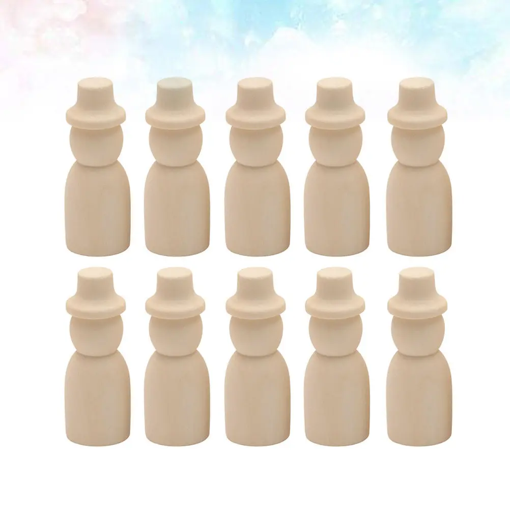 

10Pcs 6.5cm Paintable Wooden Puppets Kids DIY Craft Supplies Safe Smooth Surface -on Learning Tool Home Decoration