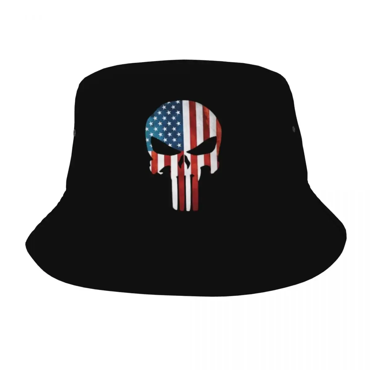 Skeleton Skull Punishers Unisex Bucket Hat Personalized Summer Beach Sun Heavy Metal Rock Roll Hat