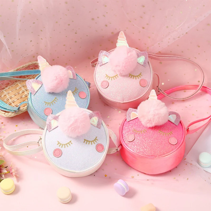 Children's Cross-Body Bag Unicorn Cartoon Coin Purse Cute Girl Flower Cross-Body Bag Portable Hundred Shoulder Bag