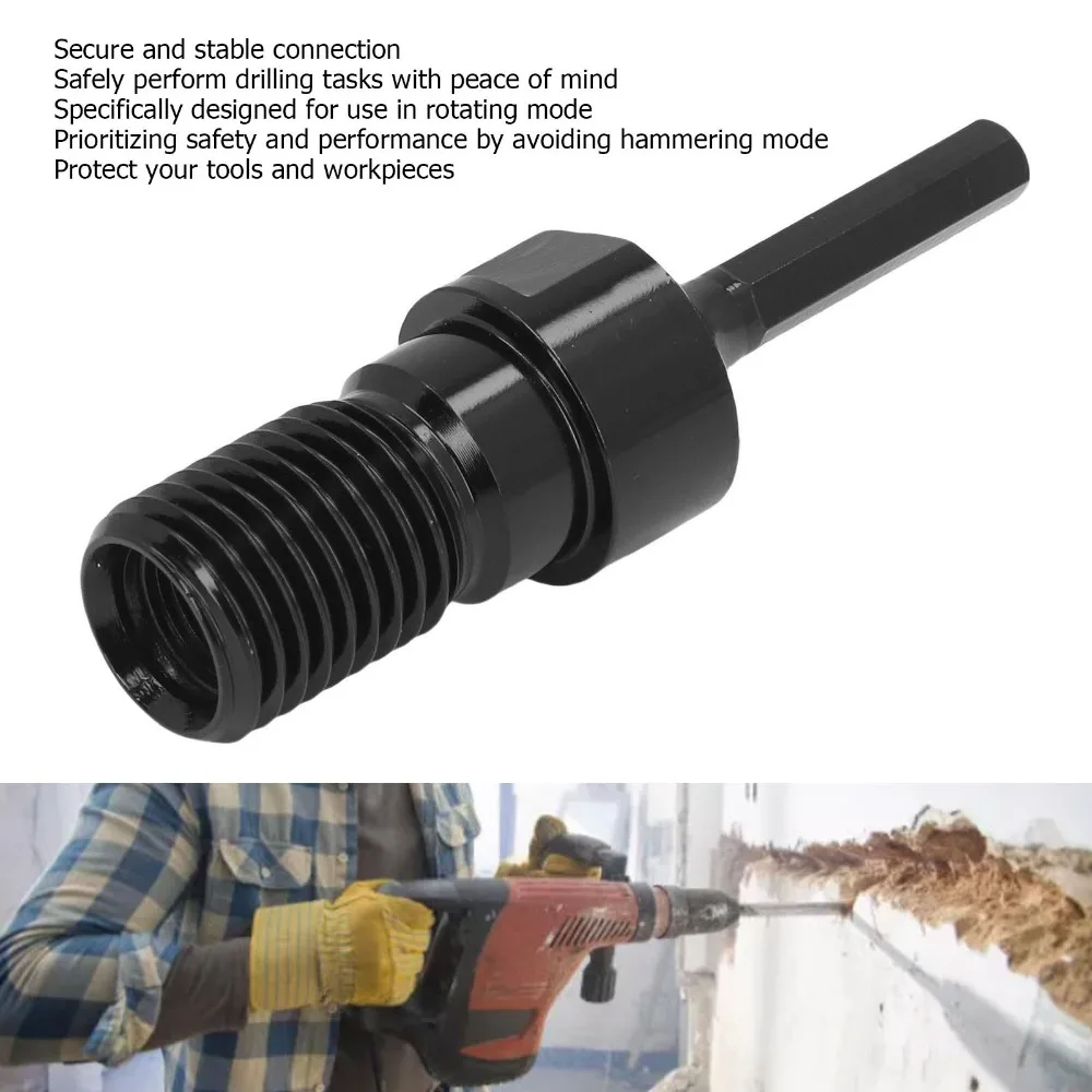 UNC 1 1/4 Thread Drill Bit Adapter 1/2in Hex Shank Black Finish Core Drill Adapter Male Thread 40Cr Steel Thread Adapter