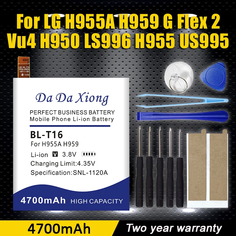100% nueva batería de BL-T16 de 4700mAh para LG G Flex 2 H950 H955 H959 LS996 US995 baterías de alta calidad para teléfono inteligente con herramientas