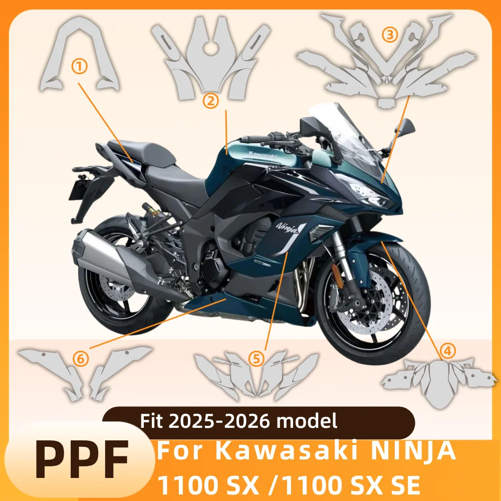 

Для Kawasaki NINJA 1100 2026: Прозрачная защитная пленка из ТПУ (PPF) для кузова автомобиля, самовосстанавливающаяся невидимая пленка-наклейка для авто
