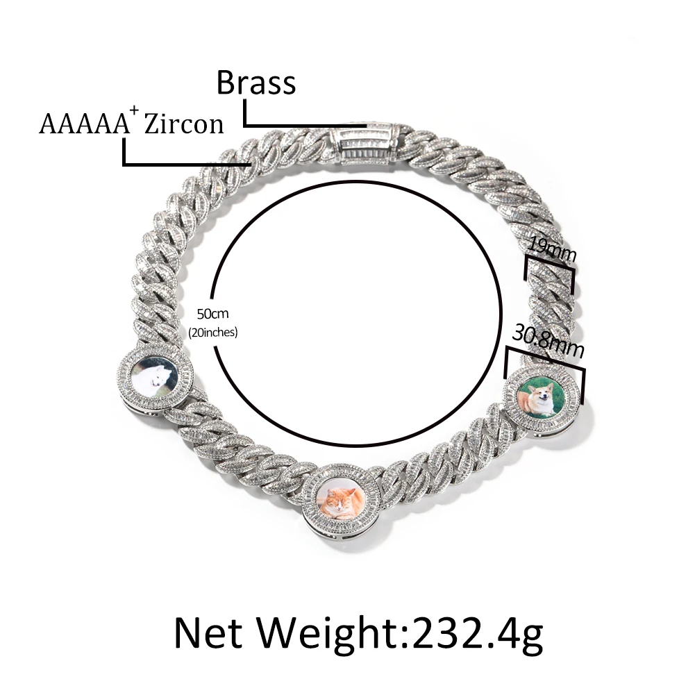 UWIN شخصية صورة المعلقات مع 20 مللي متر الثقيلة Bagueteecz الكوبية سلسلة قلادة اليدوية موضة الهيب هوب مجوهرات للرجال #2