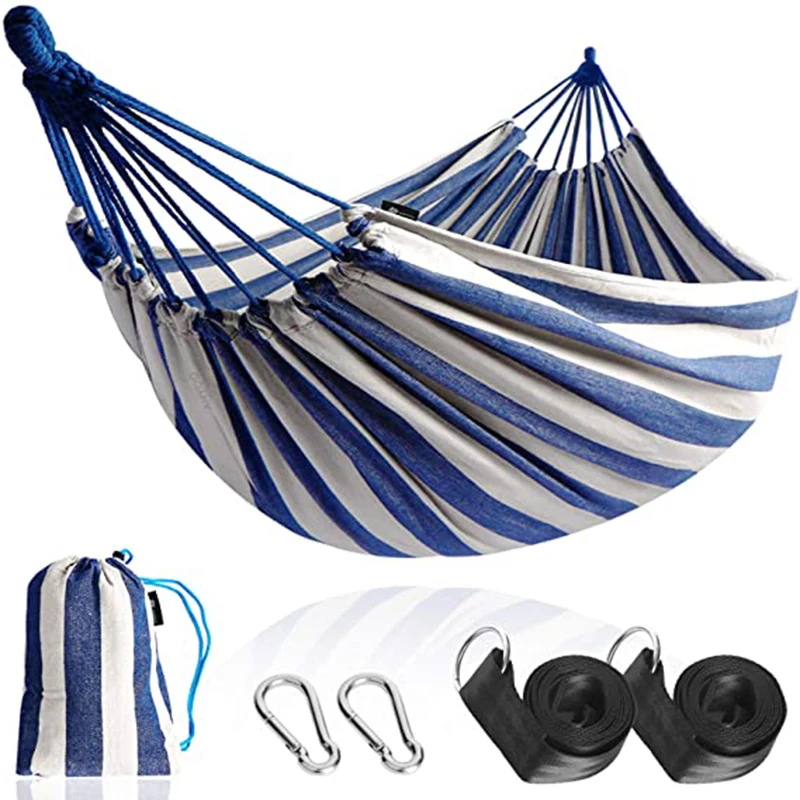 HooRu Camping Hammock Portable Comfortable Garden Hammocks Double Hanging Bed for Outdoor Bedroom Travelling Beach Swing Beds