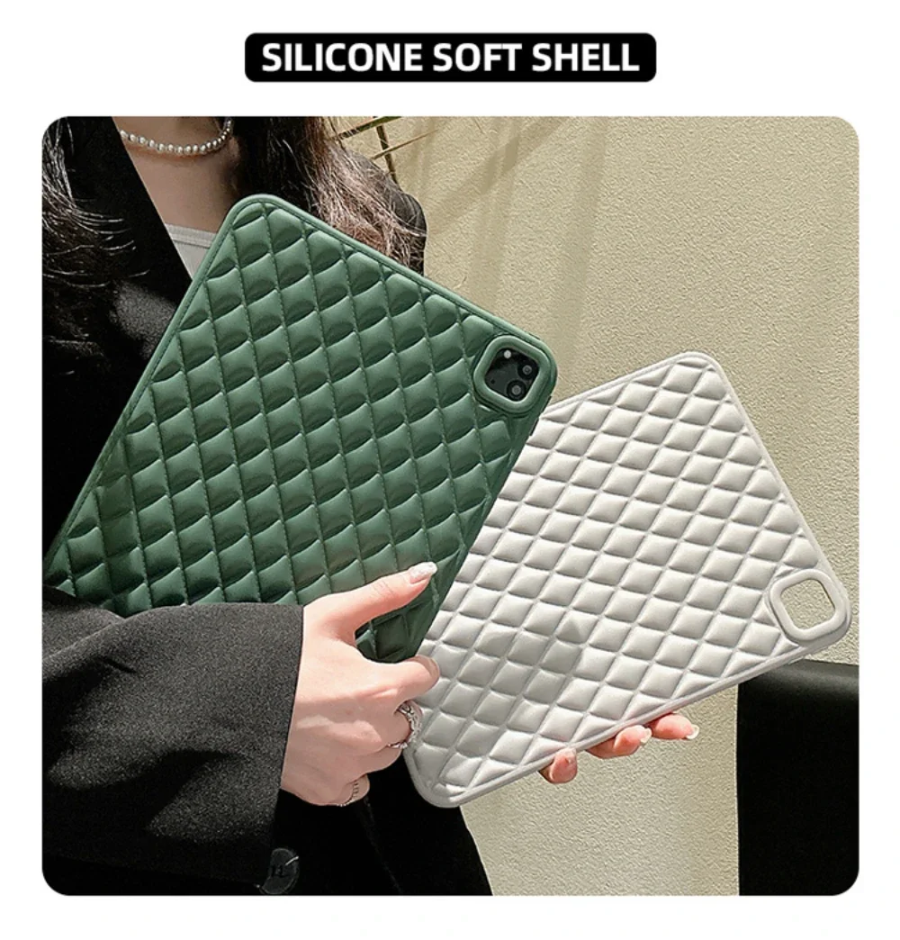 

Little Fragrant Wind 3D Diamond Pattern Thin Soft for iPad Mini 6 7 10.2 10.9 11 Pro 11 Air 11 2025 2024 TPU Back Cover Case
