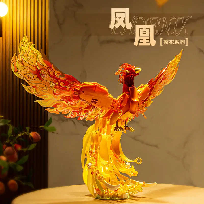 Phoenix With Blossoms Light-Up Assembly Toy Model Home Decor Gift Adult Advanced Difficulty Friends Couples Birthday Present