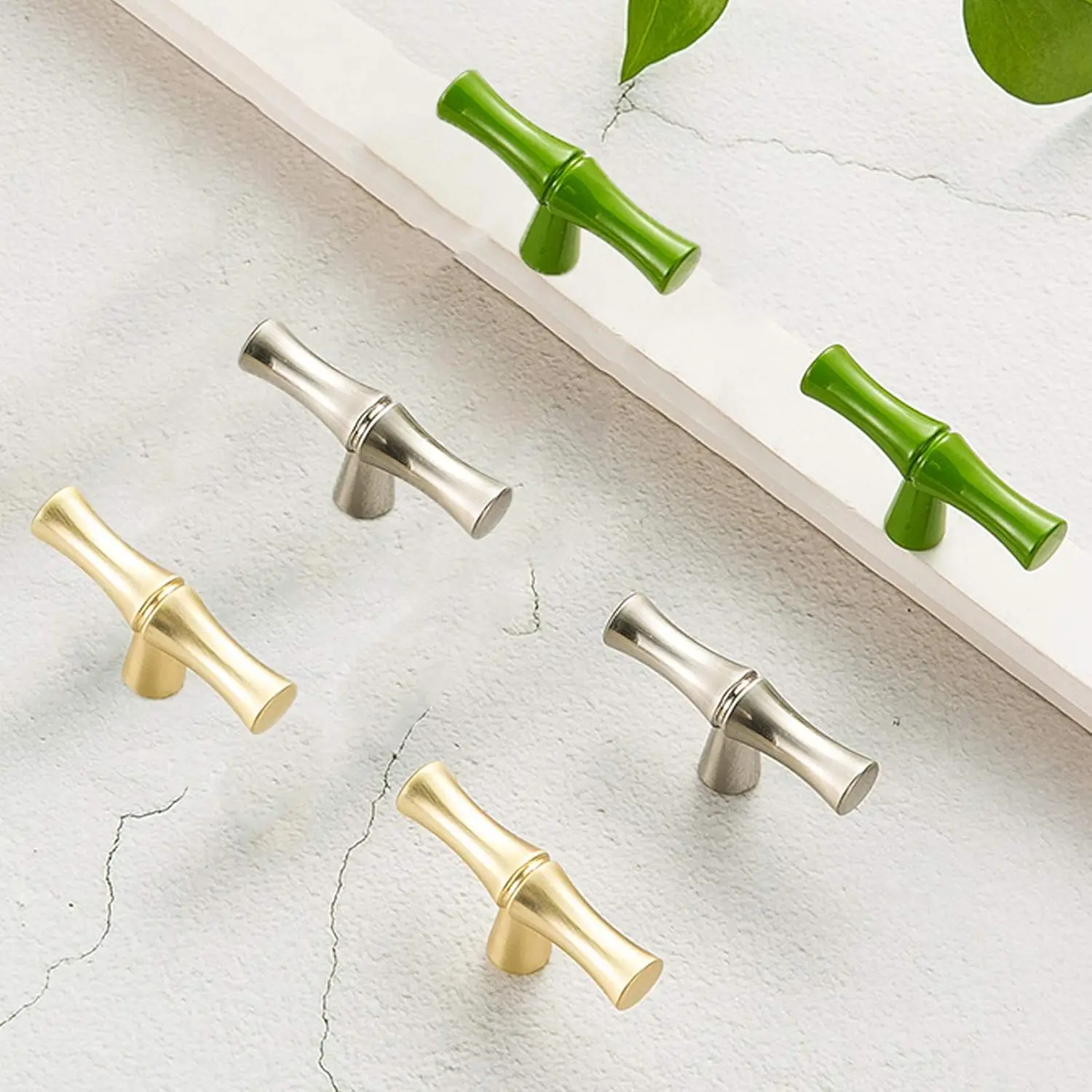 Bamboo Shape Solid Zinc Alloy Cabinet Knobs Handle Pulls, Dresser Drawer Cabinet Cupboard Closet Door Pull Decorative Furniture