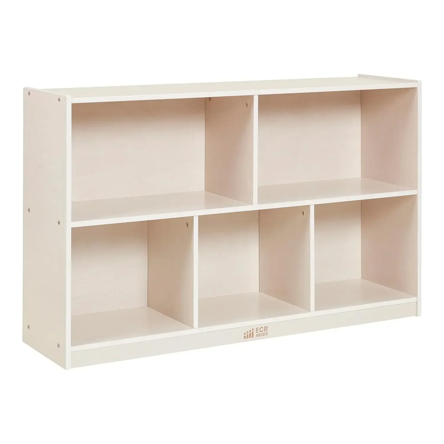 5-Compartment Mobile Storage Cabinet, 30in, Classroom Furniture, White Wash