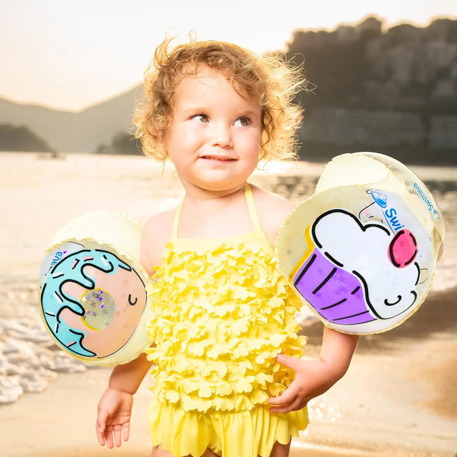 

Arm Floaties for Babies Toddlers Kids (22-66 lbs 18M+) Safe Fun Inflatable Water Wings for Swim Learning Family Pool Play (Donut