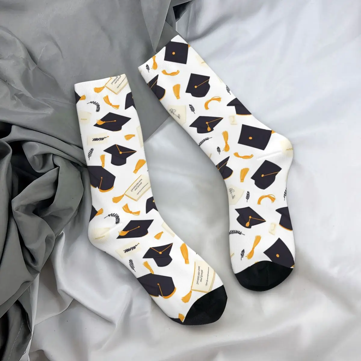 All Seasons Crew Stockings Graduation Diploma Graduation Cap Socks Crazy Hip Hop Long Socks for Men Women Valentine's Day Gifts