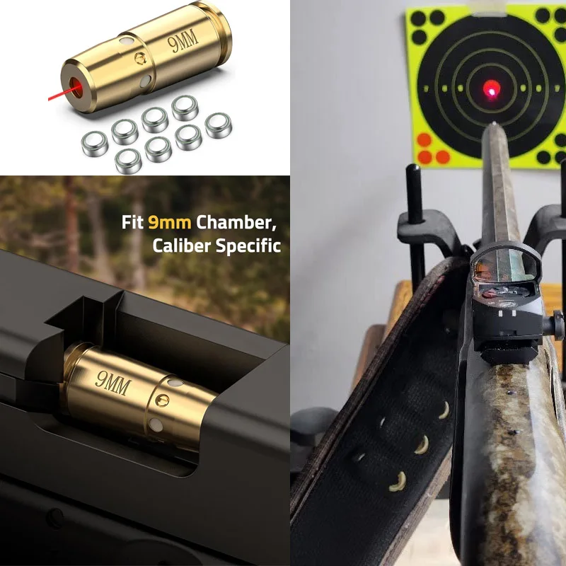 

CVLIFE Bore Sight Laser 9mm Chamber Red Dot Laser Bore Sighter with 8 Batteries for Rifle Scope To Zero Auxiliary Tools