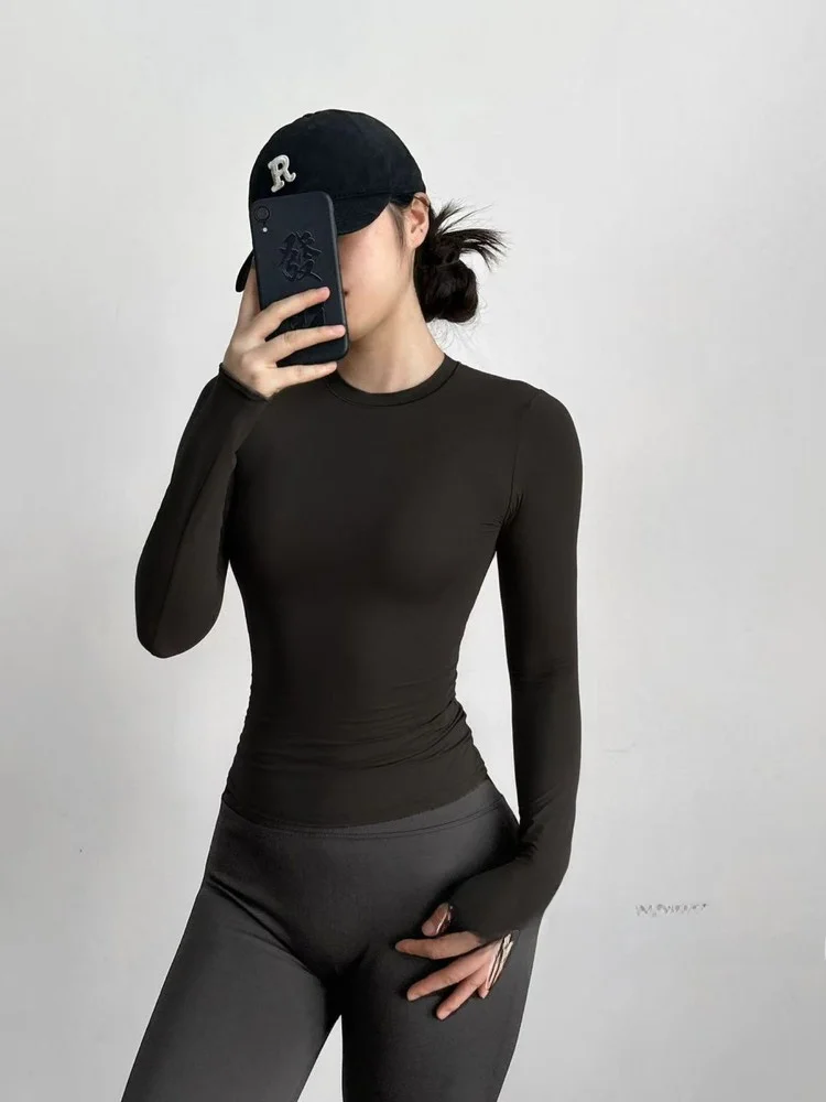 Slim Fit Long Sleeve Yoga Fitness T-Shirt Quick Dry Lightweight Girls Treasure Hunt Series Cotton Polyester Sports Wear