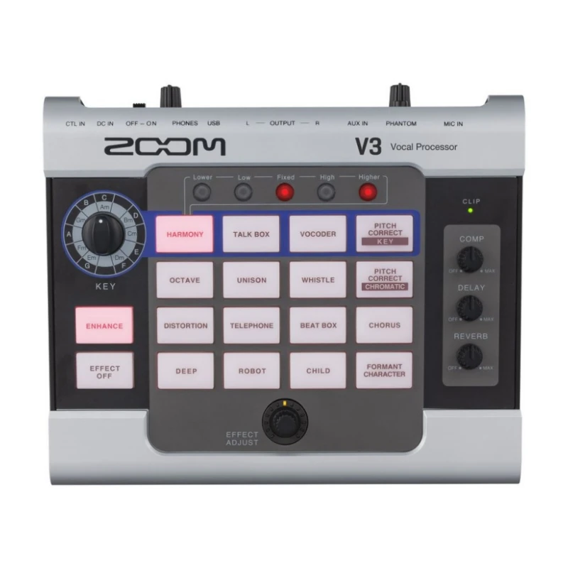 Zoom V3 Vocal Processor, Harmony, Pitch Correction, Reverb,16 Studio Grade Effects, Battery Powered, for Streaming, Recording