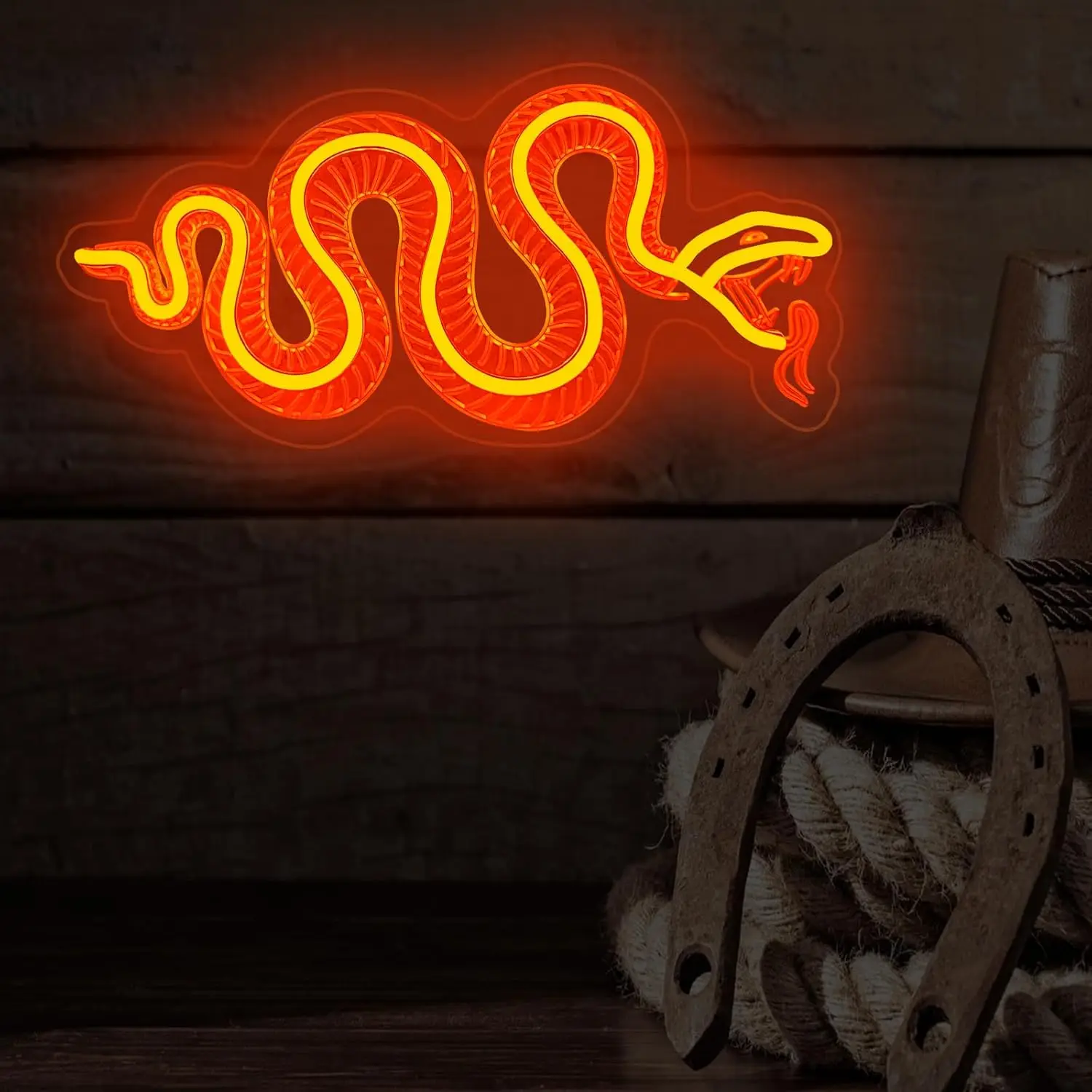 Rattlesnake LED Neon Sign USB Powered Retro Tattoo Style Snake Neon Light Bar Pub Garage Game Room Gothic Western Vintage Decor