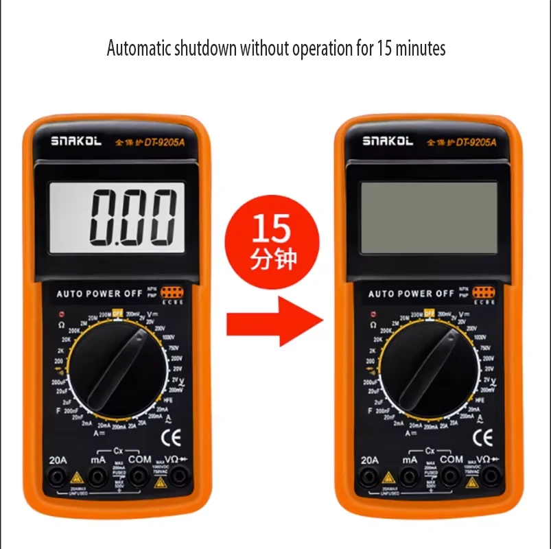 DT9205A High precision Electronic Multimeter Digital Universal Meter Multimeter Anti Burn Belt Automatic Shutdown