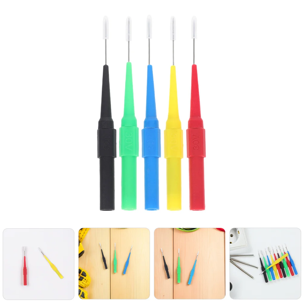 หัววัดแบบเจาะสายไฟขนาด 0.7 มม. จำนวน 15 ชิ้น สำหรับมัลติมิเตอร์ ใช้ได้กับเครื่องทดสอบไฟฟ้าอัตโนมัติทั่วไป สายทดสอบแบบเจาะ