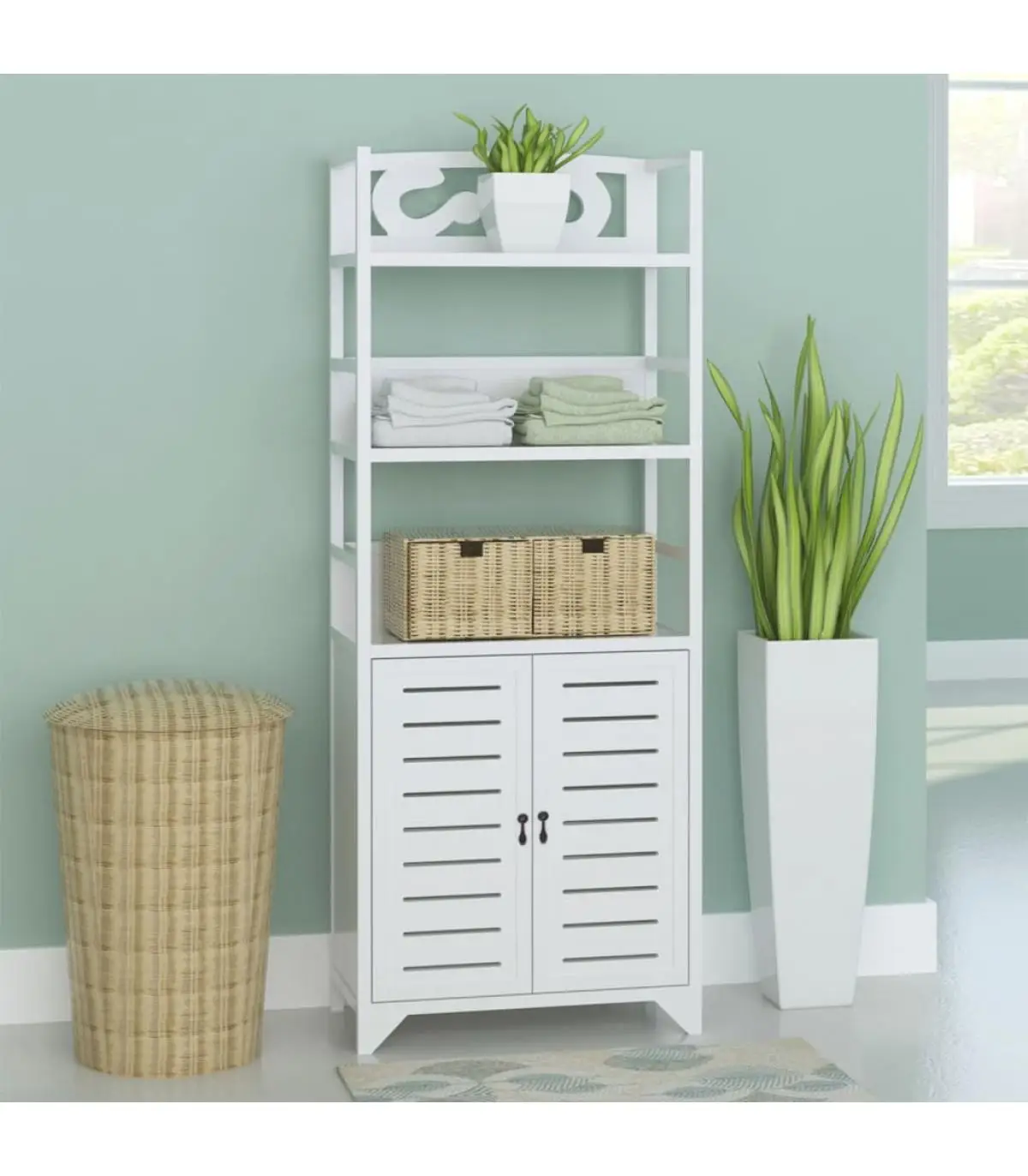 Storage lockers and cabinets display cabinet solid wood paulownia White 46x24x140 cm