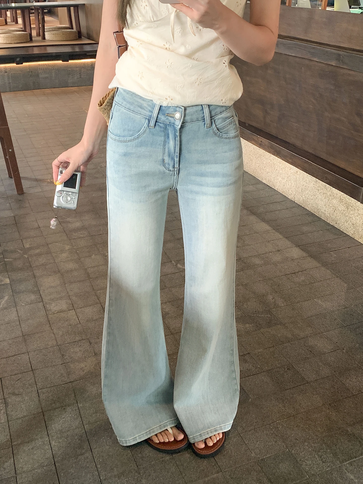 

Summer New Women's Loose Wide Leg Pants Micro Flared Non-Matching Cotton Comfortable Soft Style Cleanfit High Waist with Pockets