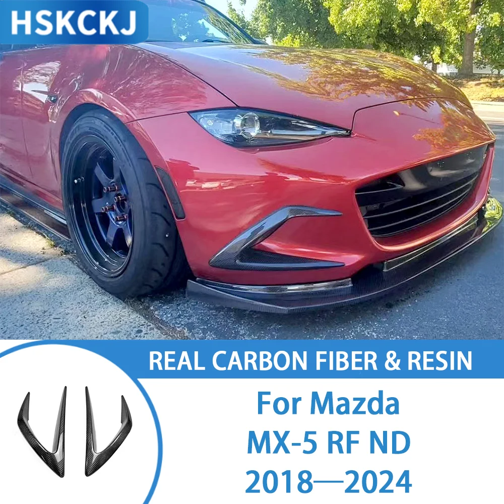 

Настоящий сухой передний бампер из углеродного волокна, противотуманная фара, разделитель губ, накладка, аксессуары для модернизации автомобиля для Mazda MX-5 RF ND 2018-2024