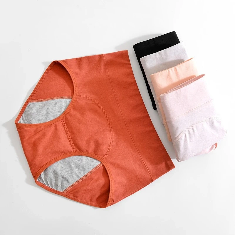 Cotton menstrual underwear, high-waisted underwear overalls, menstrual pants, leak-proof Bragas menstrual pants
