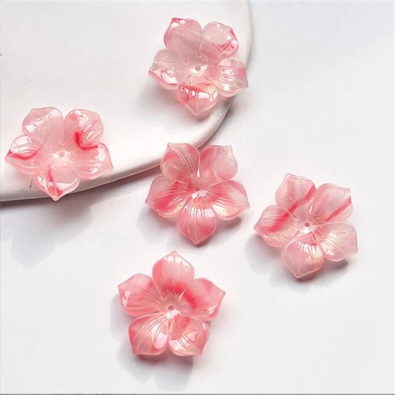 10Pcs/Lot High Quality Acetic Acid Torus Imitation Shell Flower Beads Petal Charm Connectors Diy Hair Jewelry Making Accessories