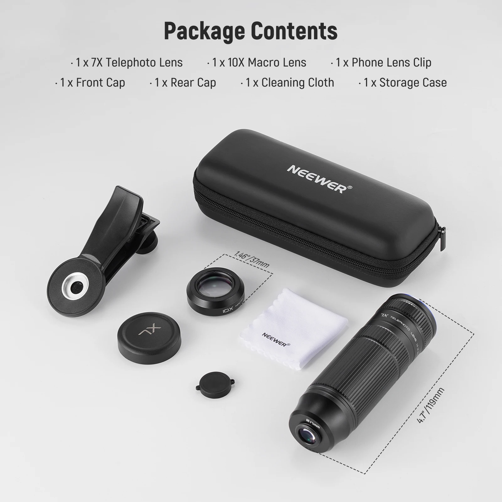 NEEWER 7X Teleobjektiv mit Telefonkamera-Objektivclip, abnehmbares 10-faches Makro für Telefonkäfig/Hülle, kompatibel mit iPhone Samsung – Detail 9
