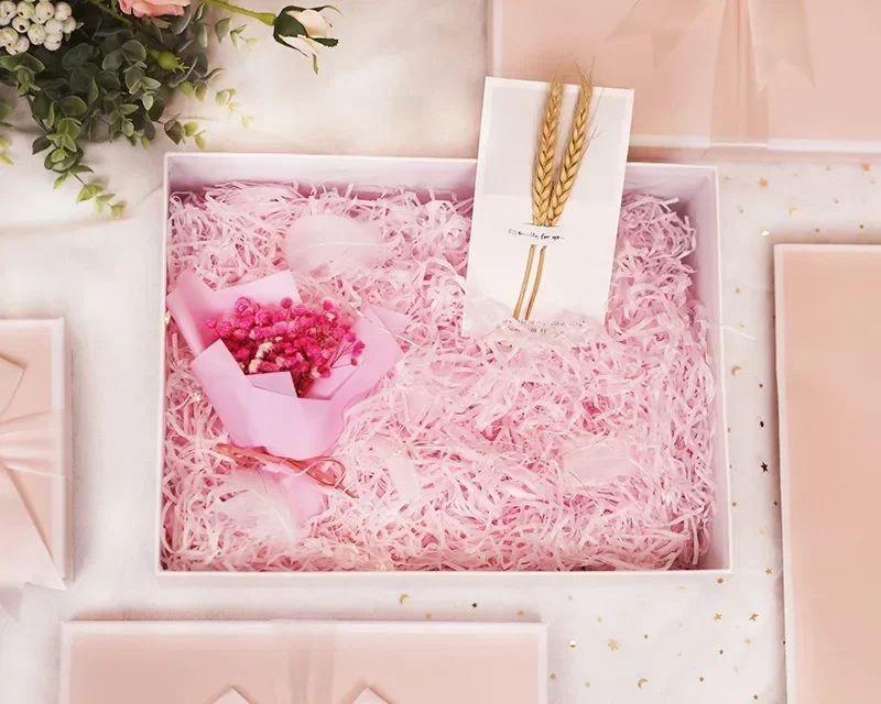 100/200g Bunte Bast Geschreddertes Papier Süßigkeiten Boxen DIY Geschenk Box Füllmaterial Tissue Party Geschenk Verpackung Füllstoff Dekor – Detail 5