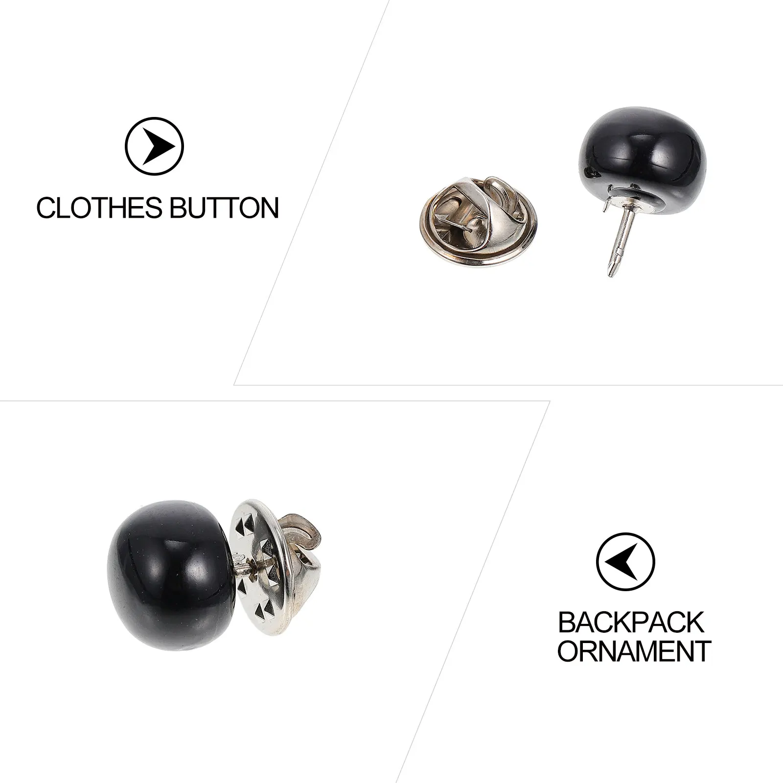 

10 Pcs Invisible Snaps Corsage Safety Pin Sleeve Gaping Shirt Fix Black Small Brooch Lapel Buttons