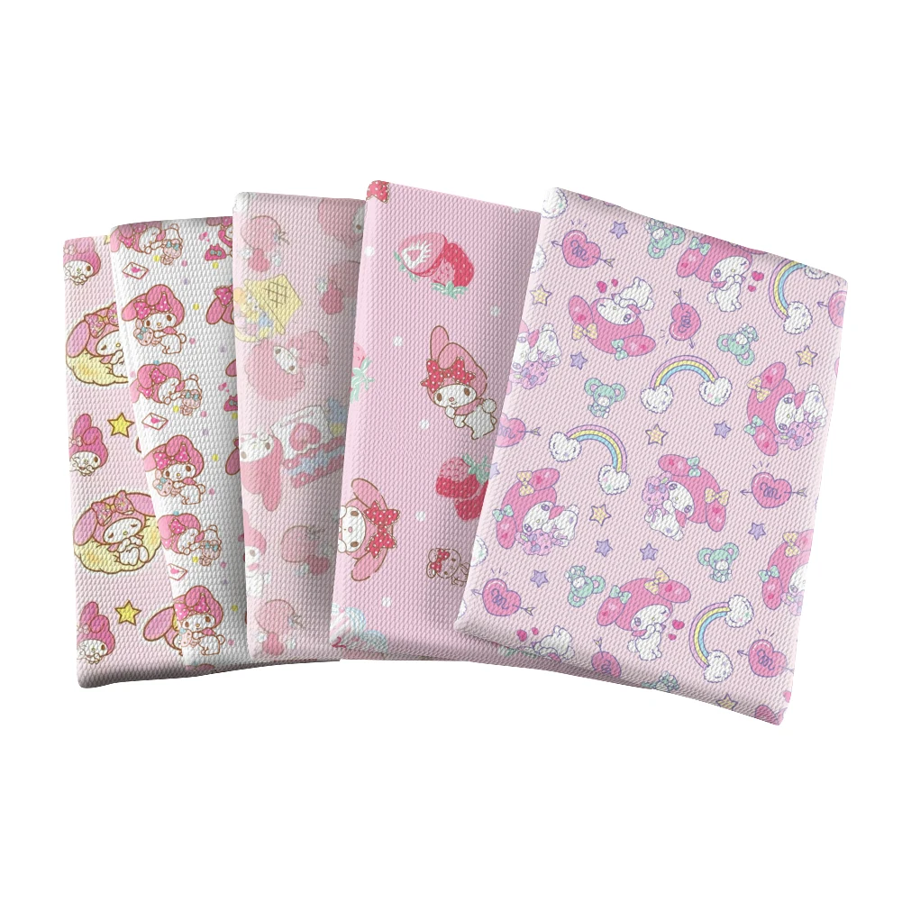 Pink Cartoon My Melody Pattern Printed Bullet Textured Liverpool Patchwork Tissue Kids home textile 50*145cm