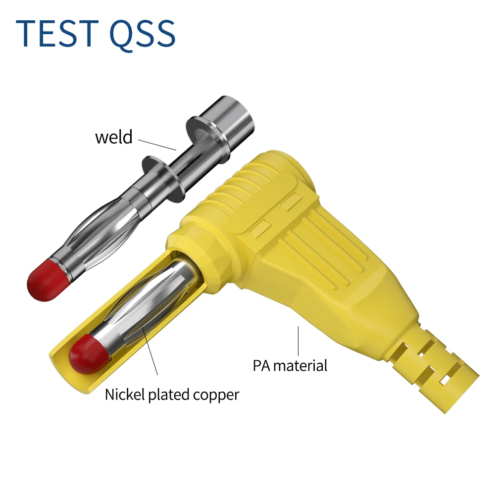 QSS 10PCSS 4MM Right Angle 90 Degree Banana Plug Safety Welding  Assembly Test Leads Connectors DIY Q.10039