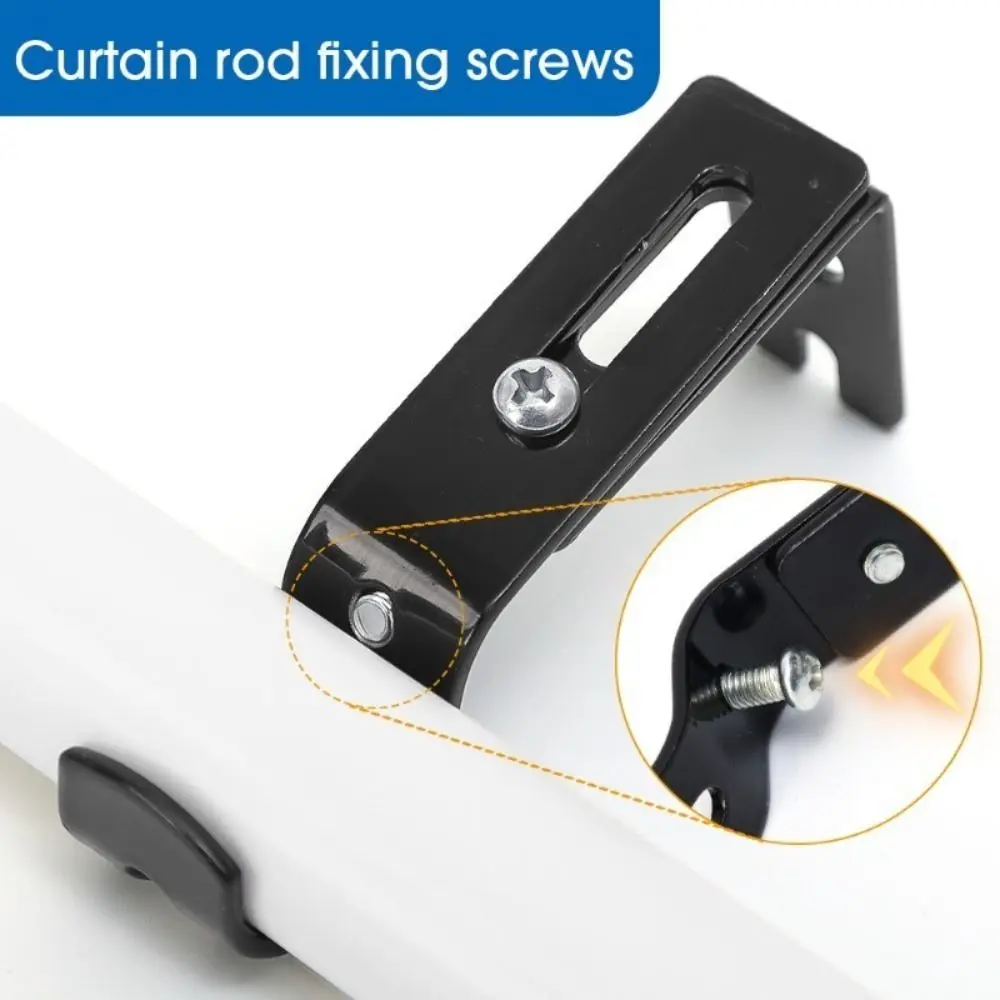Home Curtain Rod Holder Window Curtain Rod Support Brackets With Screws Wall Bracket Hanging Hooks Furniture Hardware Tools
