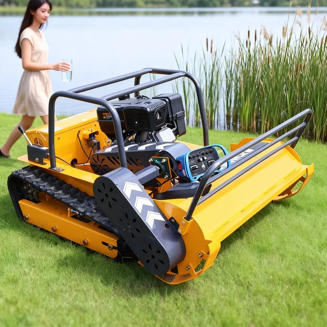Customized Remote Control All Terrain Flail Lawn Mower - CE EPA Approved Rubber Track Grass Cutting Robot