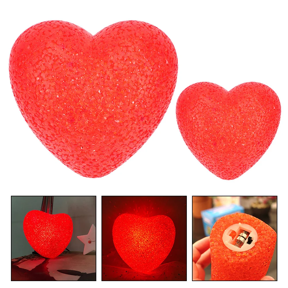 ไฟรูปหัวใจเรืองแสง 2 ชิ้น ของขวัญงานปาร์ตี้เรืองแสงในที่มืด ของตกแต่งไฟกลางคืนสำหรับเด็ก ไฟรูปหัวใจกระพริบ
