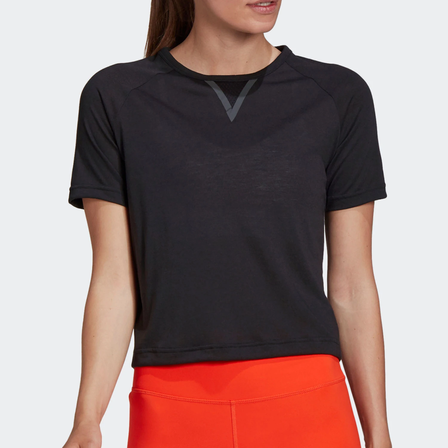 Camiseta CROP TEE Autêntica Adidas para Mulheres, Moda, Treinamento, Esporte, Manga Curta GH8223