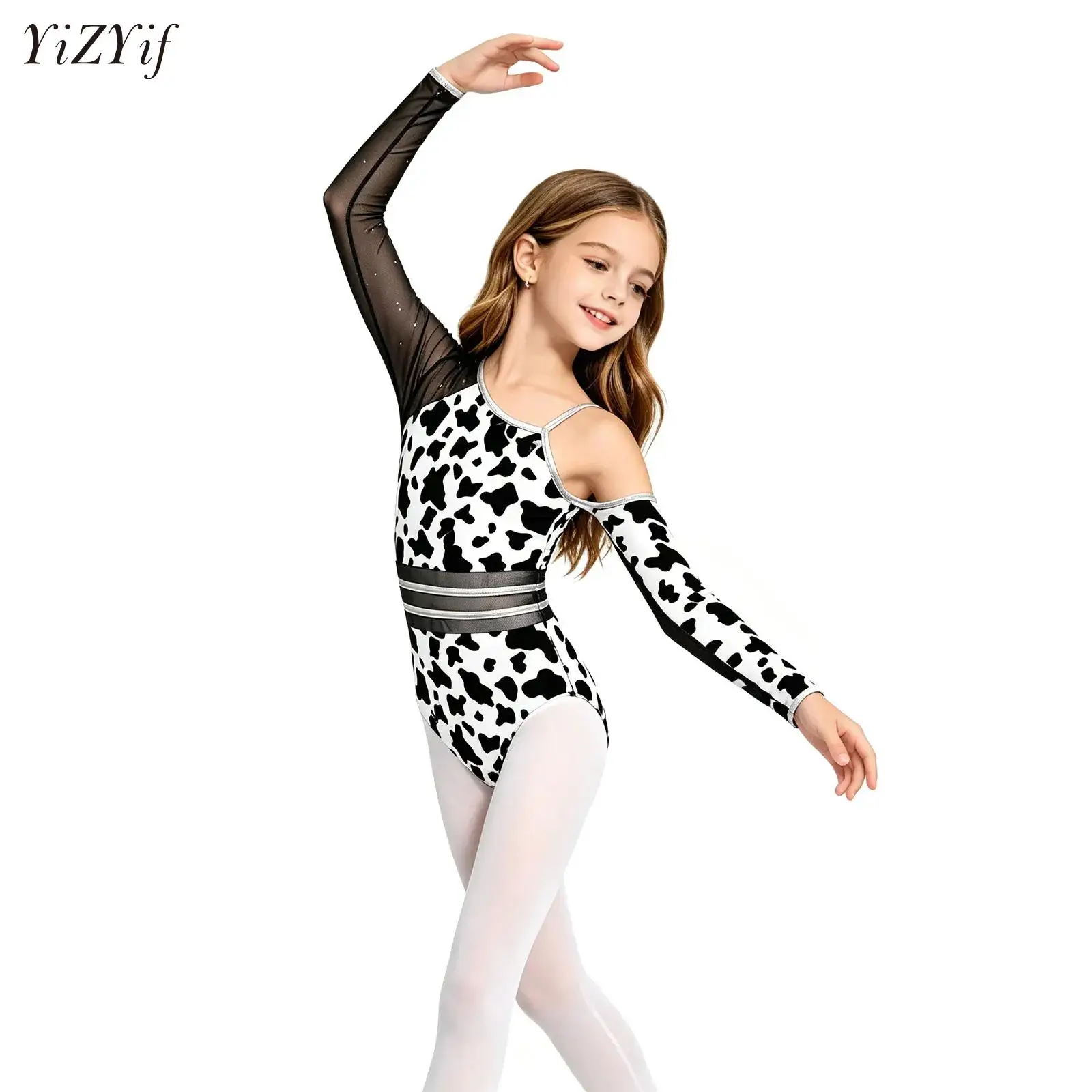 

Girls Rhythmic Gymnastics Ballet Latin Dance Jumpsuit Prehistoric Cave Historical Stone Leopard Print Bodysuit Wildman Cosplay