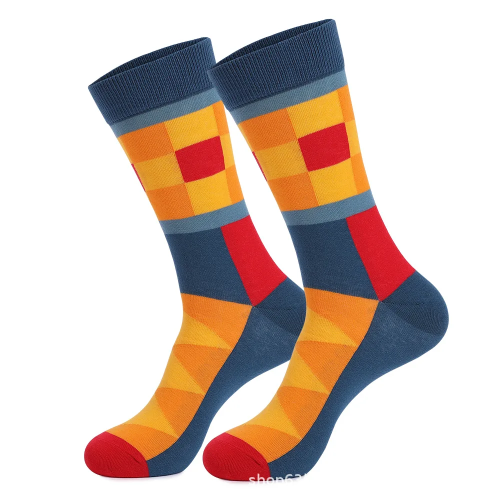

New XXL 42-48 Men Socks High Quality Athletic Crew Dress Boot Hiking Striped Cotton Thickened anti-odor Autumn winter B8W303F