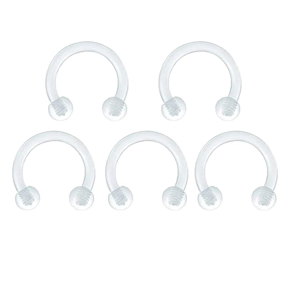 5pcs Clear Nose Septum Ring Set