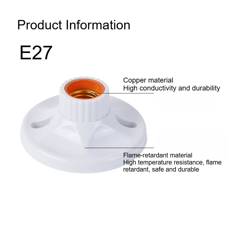 Upgrade E27 Screw Lamp Stand Light Bulb Socket Holder Adapter Base Cap Socket White Ceiling Light Lamp Bulb Fixing Base