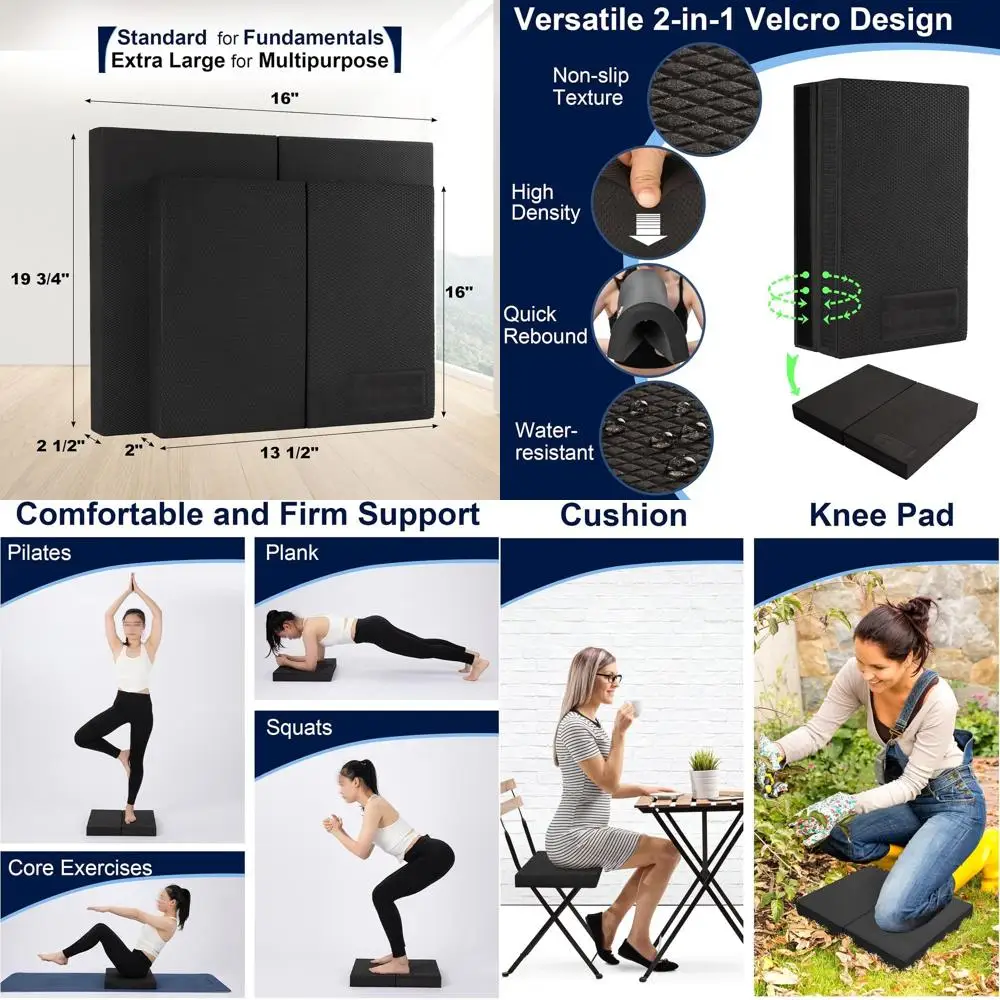 

Двухфункциональная противоскользящая пенопластовая подушка: амортизирующий коврик для упражнений и поддержка коленей для фитнеса, йоги и реабилитации