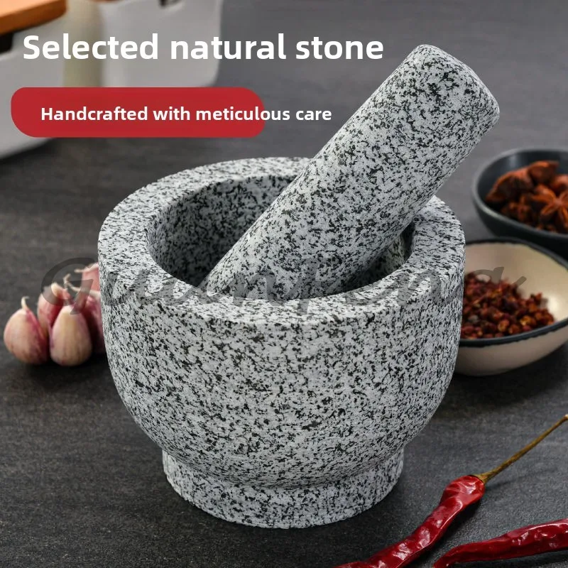 Home Use Natural Stone Garlic Smasher Mortar And Pestle Kitchen Tool for Grinding Garlic Paste Original Rock Polishing