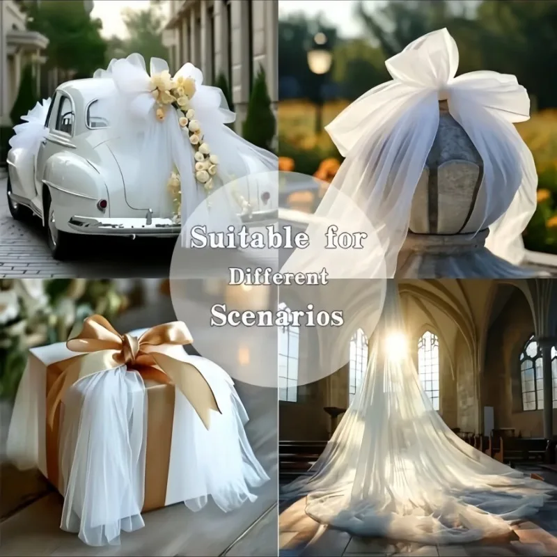 50 Meter Hochzeitsdekoration Tüllrolle Kristall-Organza Transparenter Stoff für Geburtstagsfeier-Hintergrund Hochzeitsstuhl-Bänder Deko-Garn – Detail 14