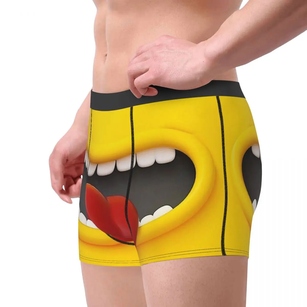 Mouth and Tongue Funny Teeth With Red Long Tongue Face Underpants Cotton Panties Male Underwear Sexy Shorts Boxer Briefs