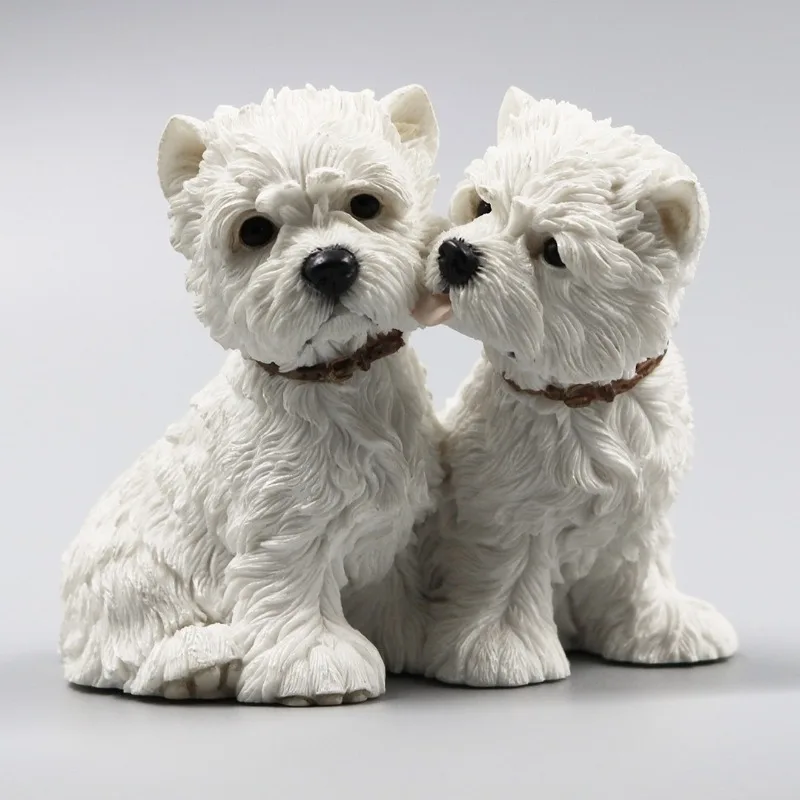 

West Highland Couple Dog Simulation Dog Model Car Ornament Resin Craft Souvenir